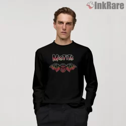 Misfits Bat Wings Skull Emblem Shirt on black long sleeve shirt for men graphic tee