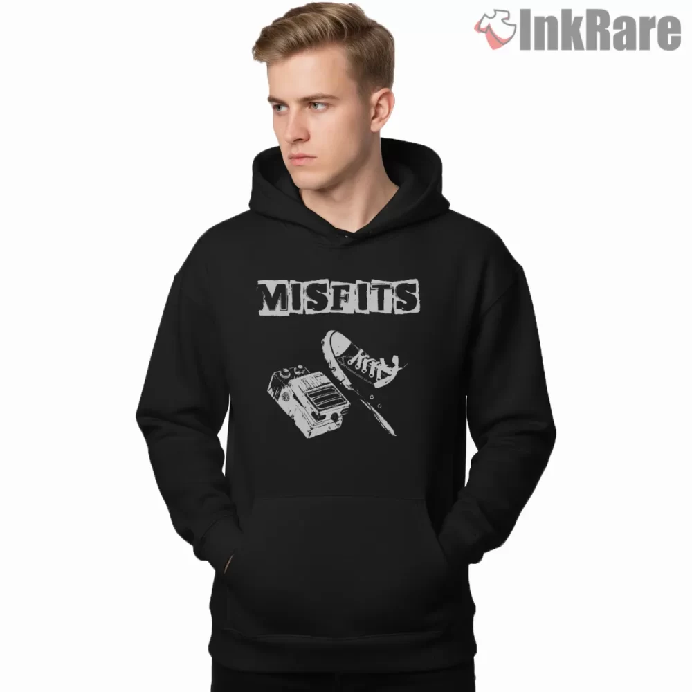 Misfits Cassette Recorder Sneaker Punk Shirt on black hoodie for men graphic tee