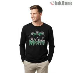 Misfits Coffin Curtain Vintage Punk Shirt on black long sleeve shirt for men graphic tee