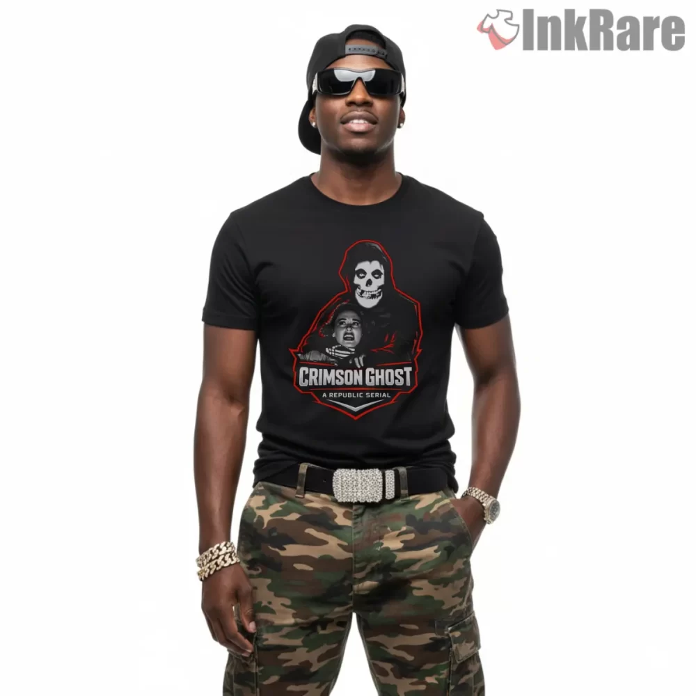 Misfits Crimson Ghost Horror Emblem Shirt on black short sleeve shirt for men graphic tee