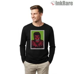 Misfits Crimson Ghost Pop Art Block Shirt on black long sleeve shirt for men graphic tee