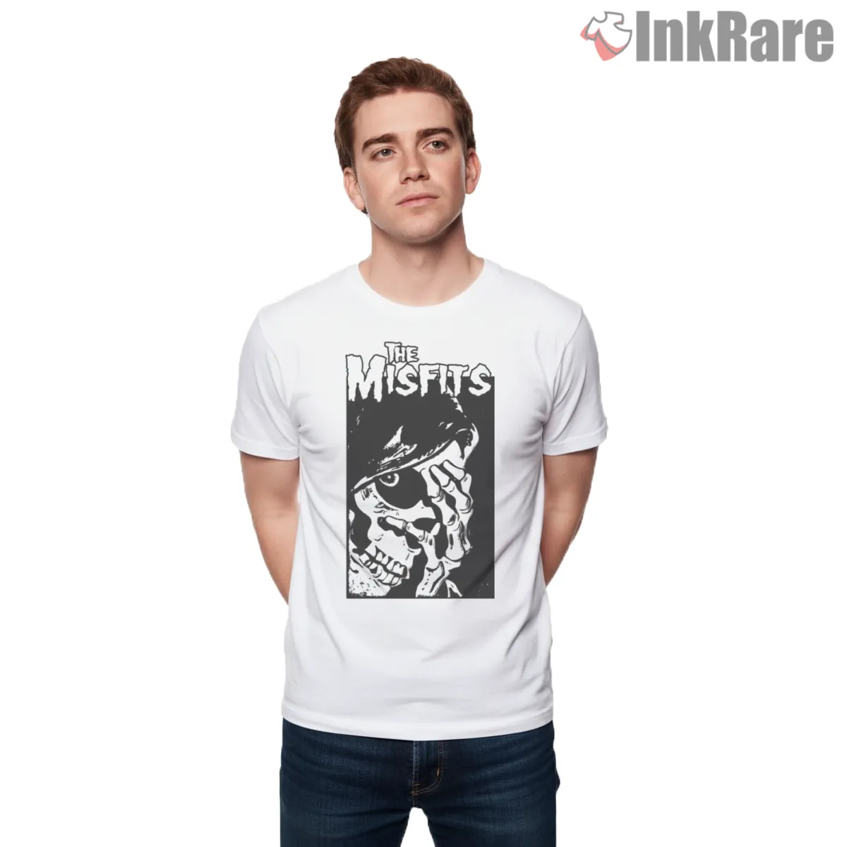 Misfits Crimson Skull Shadow Face Short Sleeve White Misfits Crimson Skull Shadow Face Shirt on white short sleeve shirt for men graphic tee