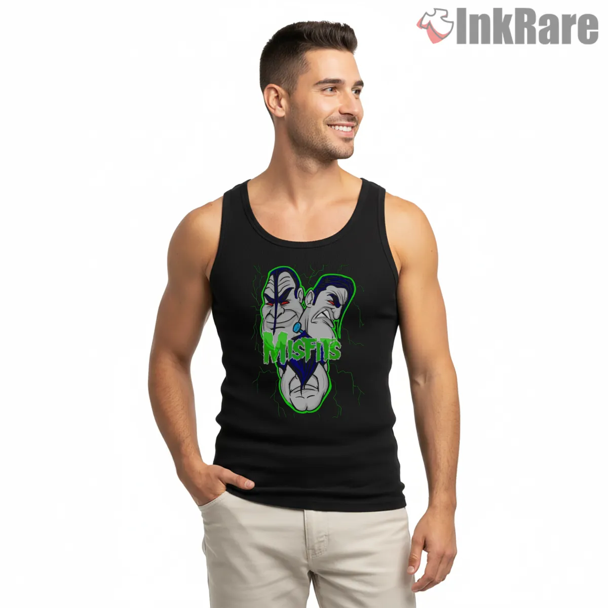 Misfits Electric Caricature Horror Face Tank Top Black Misfits Electric Caricature Horror Face Shirt on black tank top for men graphic tee