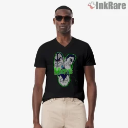 Misfits Electric Caricature Horror Face Shirt on black v-neck shirt for men graphic tee