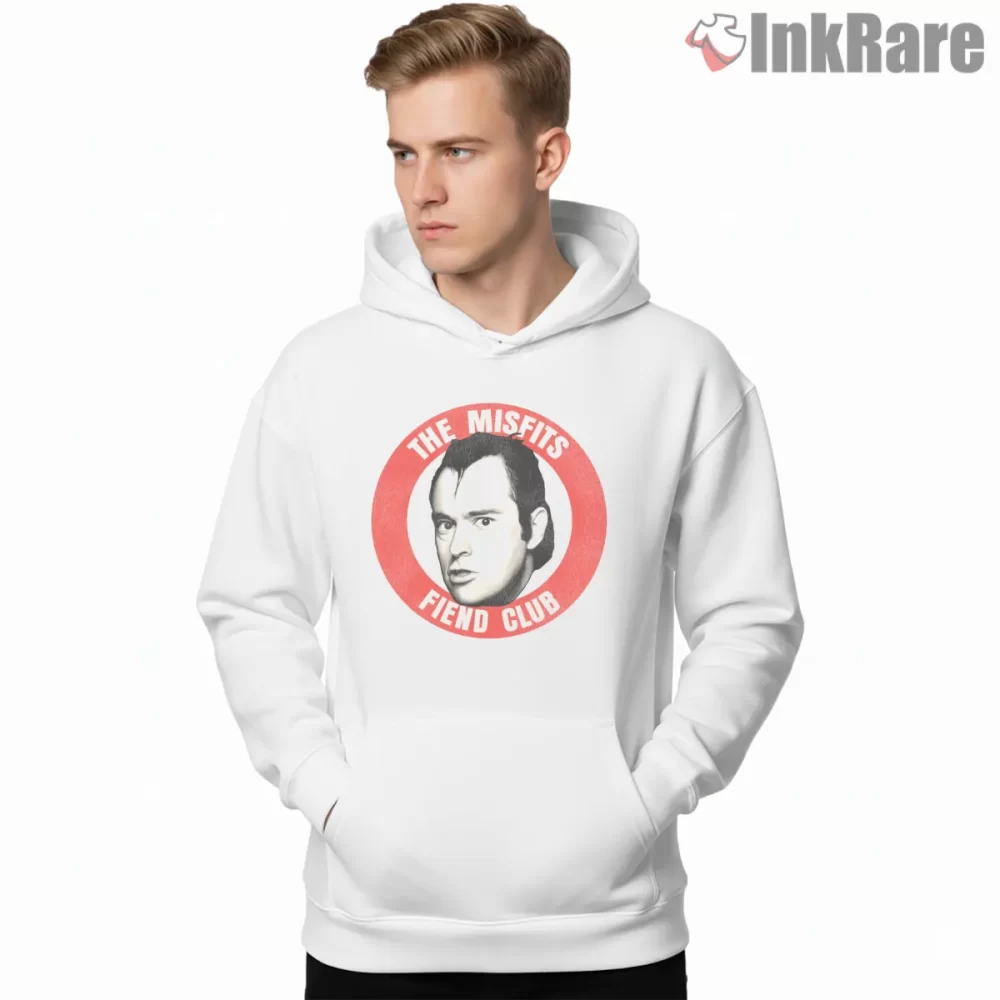 Misfits Fiend Club Badge Portrait Shirt on white hoodie for men graphic tee