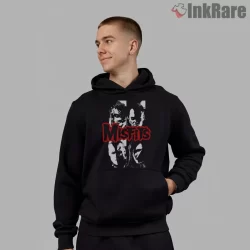 Misfits Four Faces Grit Collage Shirt on black hoodie for men graphic tee