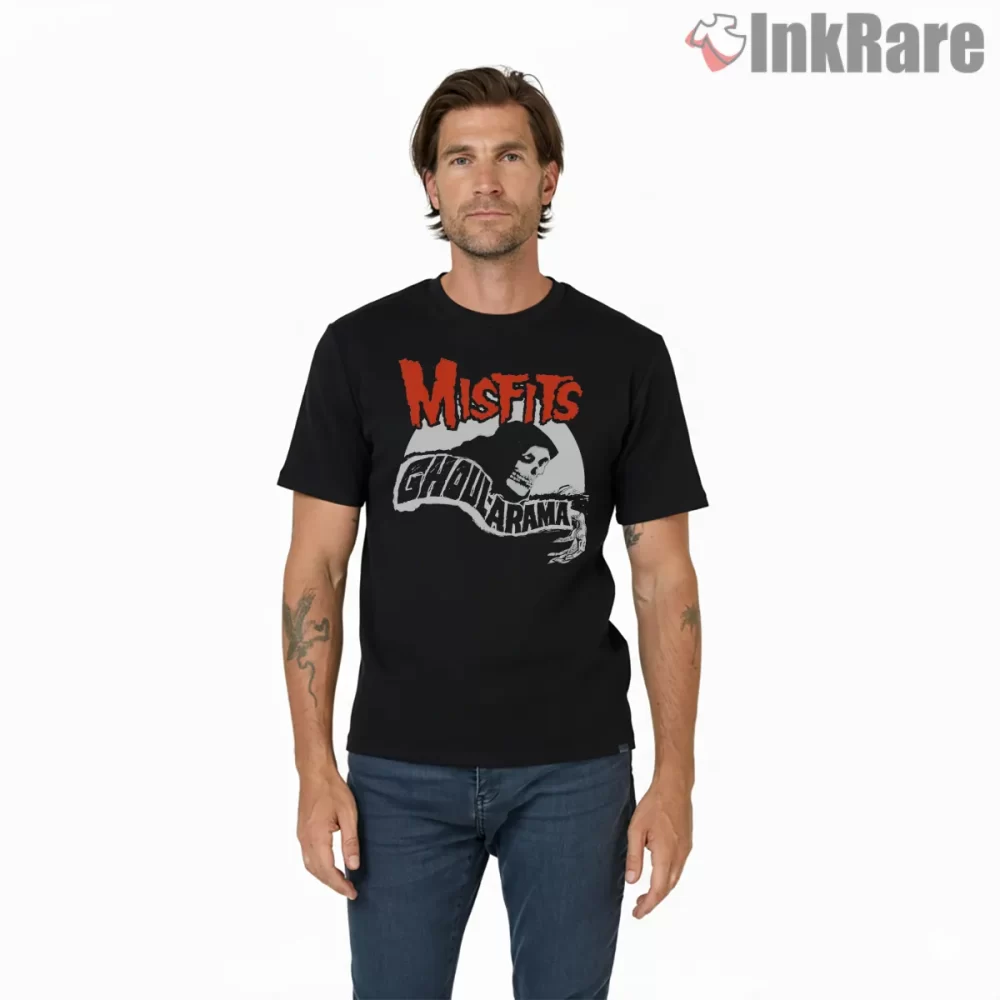 Misfits Ghoul A Rama Vintage Logo Shirt on black short sleeve shirt for men graphic tee