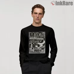 Misfits Gig Flyer Collage Punk Poster Shirt on black long sleeve shirt for men graphic tee