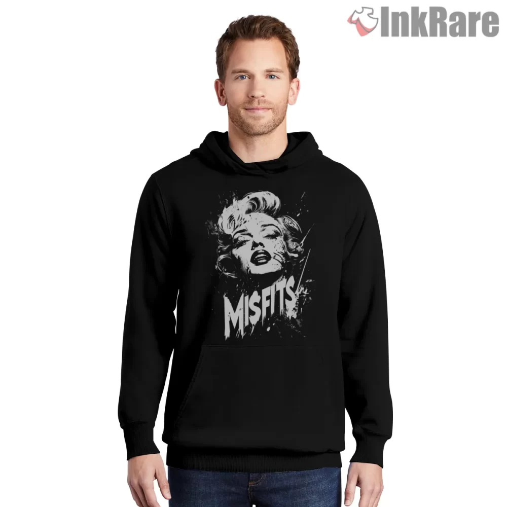 Misfits Glam Noir Icon Portrait Shirt on black hoodie for men graphic tee