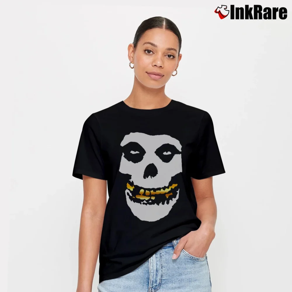 Women’s Misfits Gold Foil Skull Logo Signature T-Shirt in black | Soft, Flattering Fit