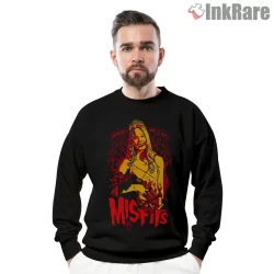 Misfits Gothic Pinup Portrait Hot Red Logo Shirt on graphic shirt for men graphic tee