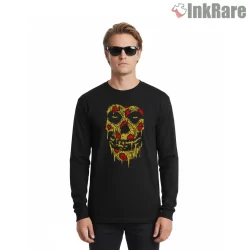 Misfits Grateful Pizza Parody Shirt on black long sleeve shirt for men graphic tee