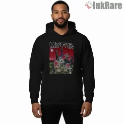 Misfits Graveyard Horror Punk Shirt on black hoodie for men graphic tee