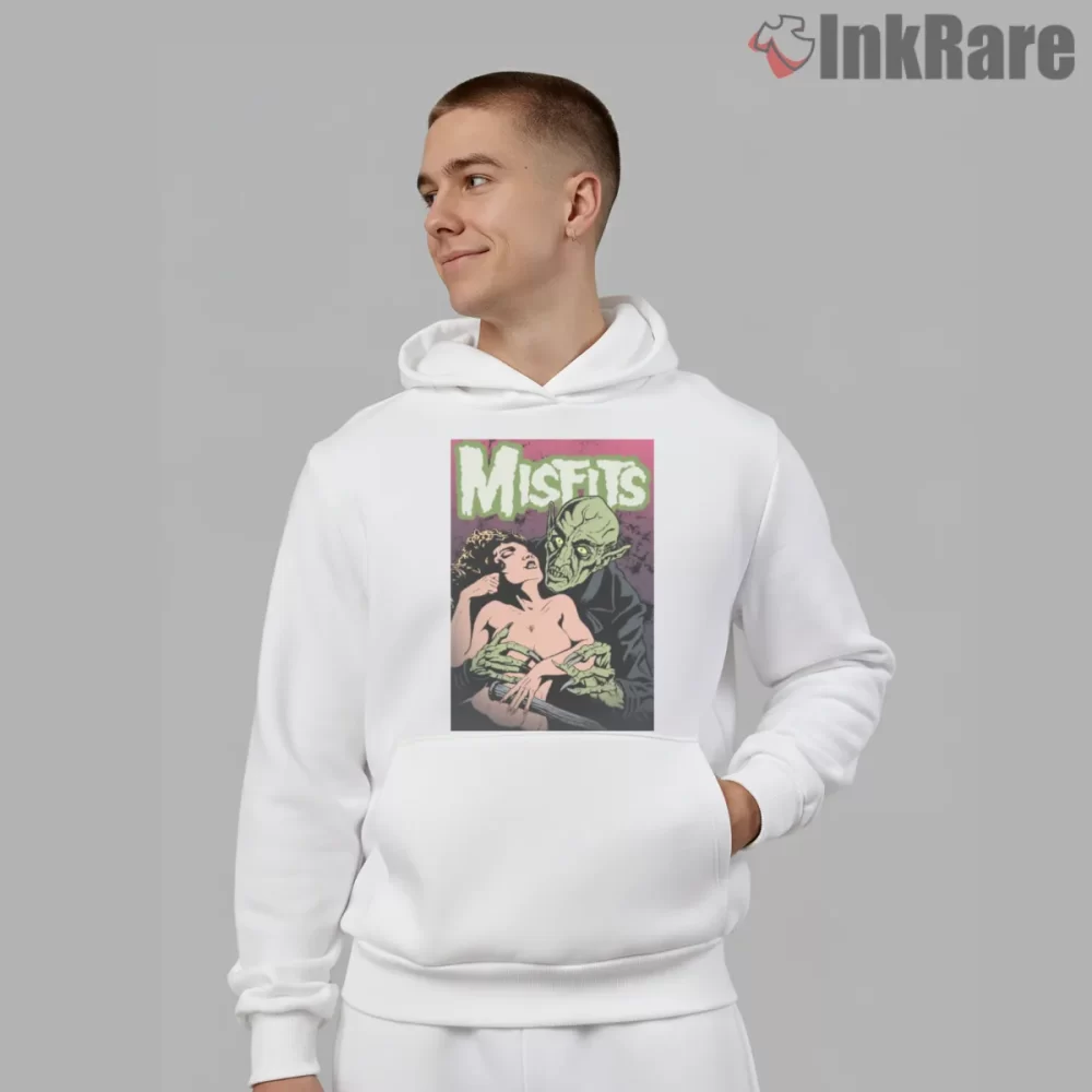 Misfits Green Goblin Horror Pulp Art Shirt on white hoodie for men graphic tee