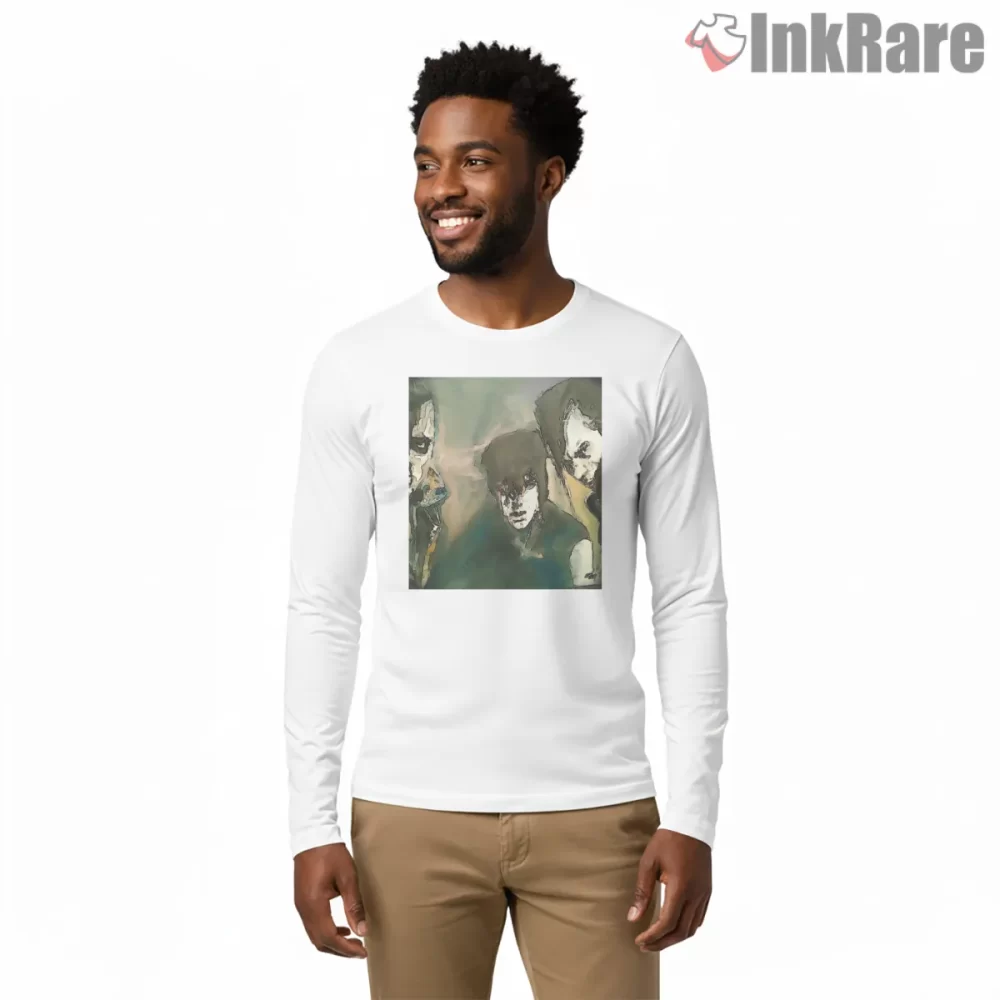 Misfits Haunted Watercolor Portrait Mood Shirt on white long sleeve shirt for men graphic tee
