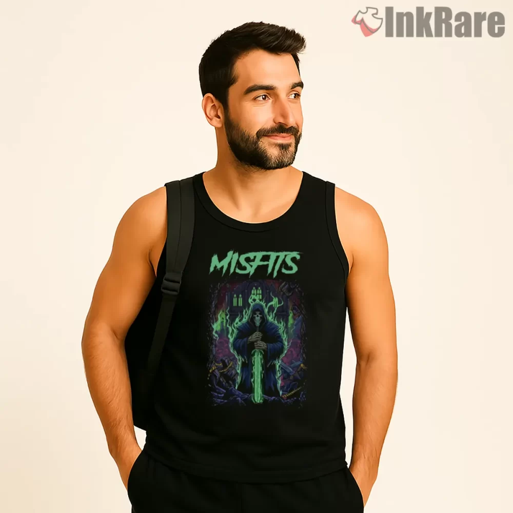 Misfits Hooded Fiend Fan Art Shirt on black tank top for men graphic tee