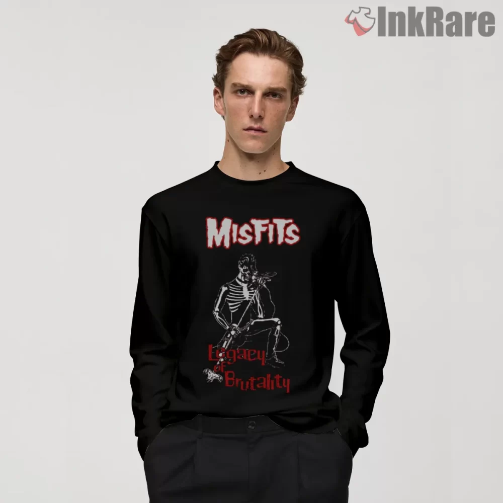 Misfits Legacy Of Brutality Skeleton Rider Shirt on black long sleeve shirt for men graphic tee