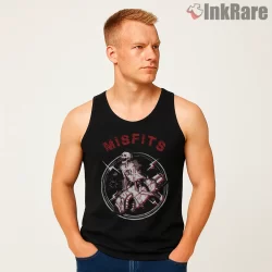 Misfits Lightning Circle Performance Action Shirt on black tank top for men graphic tee