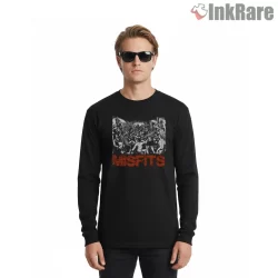 Misfits Live Concert Crowd Collage Shirt on black long sleeve shirt for men graphic tee