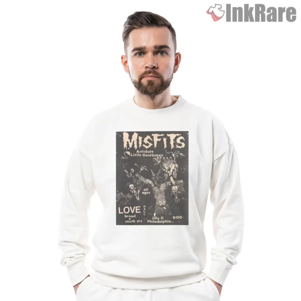 Misfits Love Hall Philadelphia Underground Flyer Shirt on graphic shirt for men graphic tee