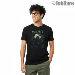 Misfits Moonlit Reaper Forest Scene Shirt on black short sleeve shirt for men graphic tee