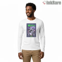 Misfits Neon Green Horror Crowd Poster Shirt on white long sleeve shirt for men graphic tee
