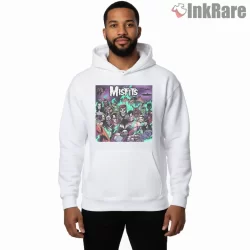 Misfits Neon Horror Monster Collage Shirt on white hoodie for men graphic tee