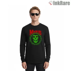 Misfits Neon Thorn Wreath Skull Shirt on black long sleeve shirt for men graphic tee