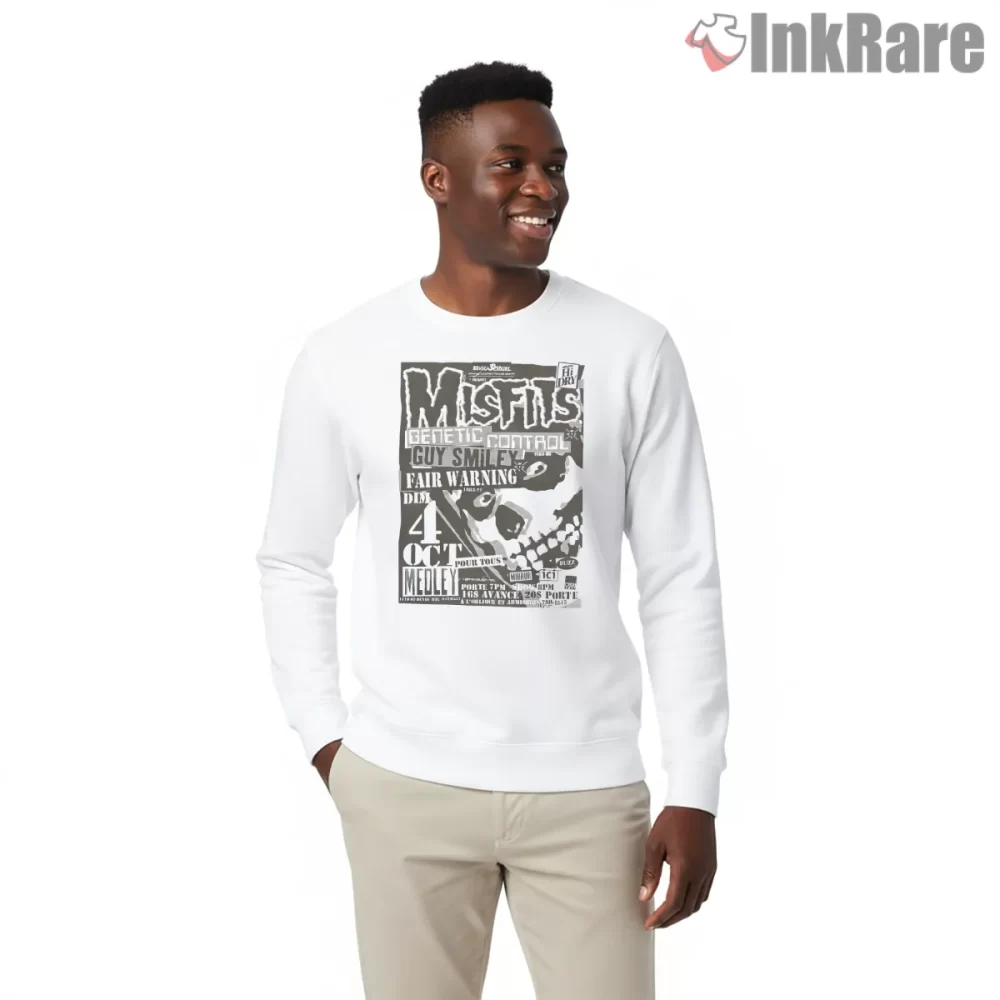 Misfits October Gig Flyer Skull Collage Shirt on graphic shirt for men graphic tee