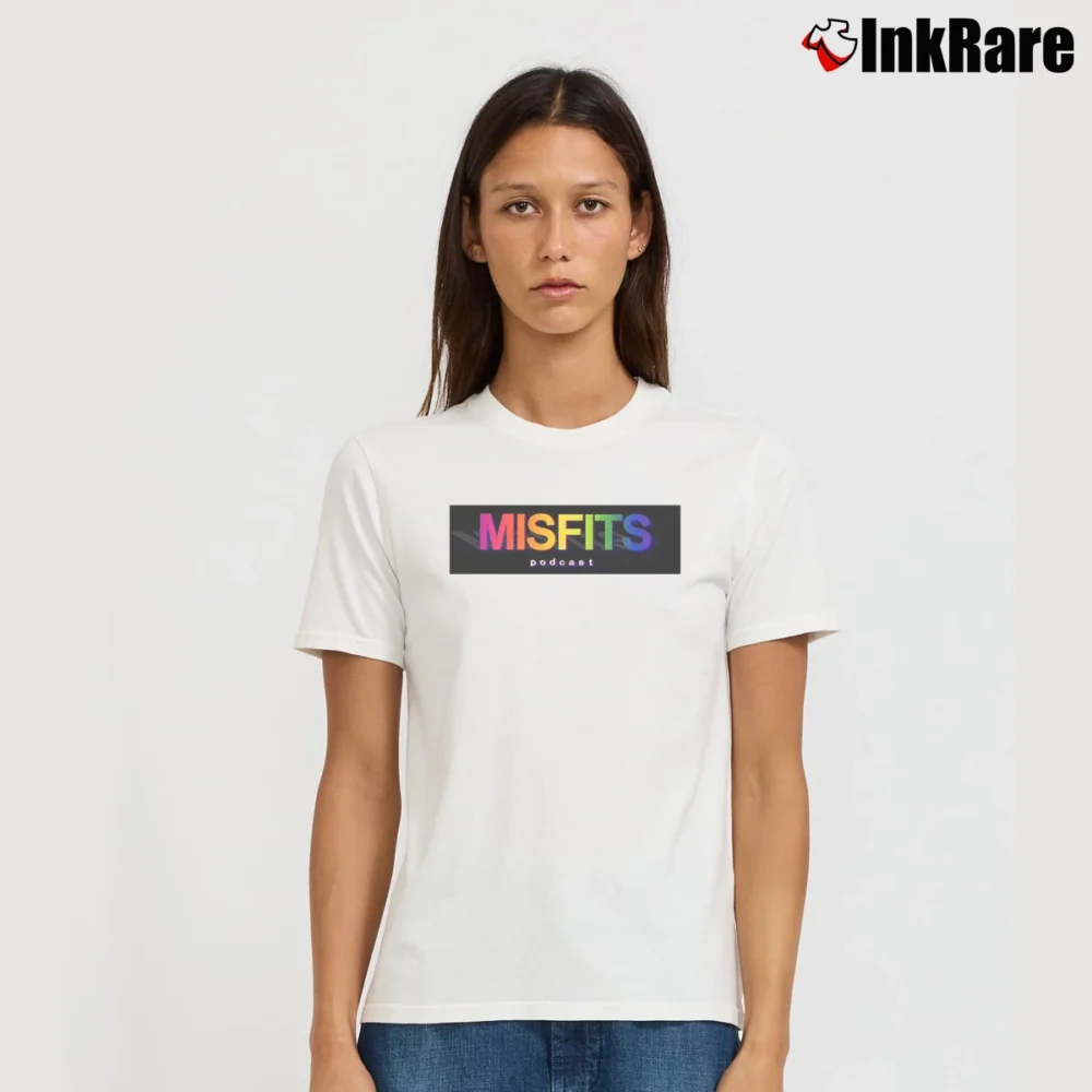 Women’s Misfits Podcast Logo Signature T-Shirt in white | Soft, Flattering Fit