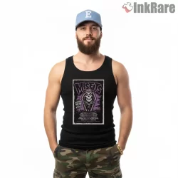 Misfits Purple Gig Poster Style Shirt on black tank top for men graphic tee