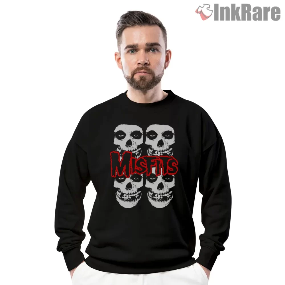 Misfits Red Horror Typography Skull Stack Shirt on graphic shirt for men graphic tee
