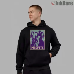 Misfits Retro Band Photo Punk Shirt on black hoodie for men graphic tee