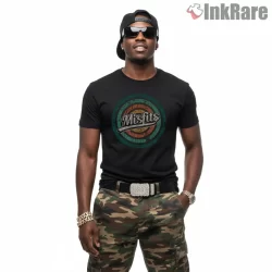 Misfits Retro Circle Crackle Logo Shirt on black short sleeve shirt for men graphic tee