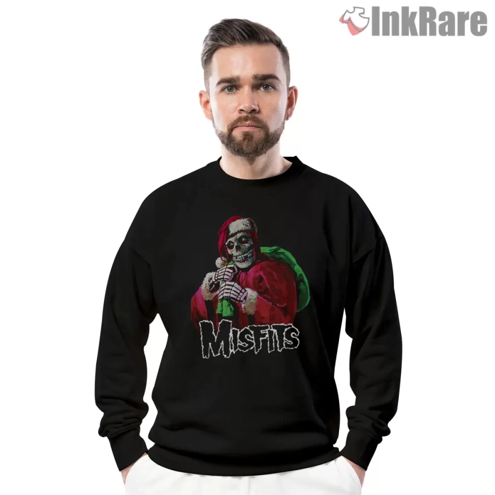 Misfits Santa Skull Holiday Sack Horror Punk Shirt on graphic shirt for men graphic tee