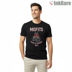 Misfits Tour Of Misery 1983 Hooded Candle Shirt on black short sleeve shirt for men graphic tee