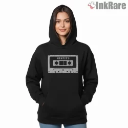 Misfits Vintage Cassette Tape Shirt on black hoodie for women graphic tee