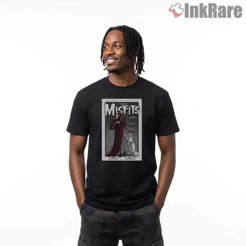 Misfits Vintage Horror Punk Magazine Cover Shirt on black short sleeve shirt for men graphic tee