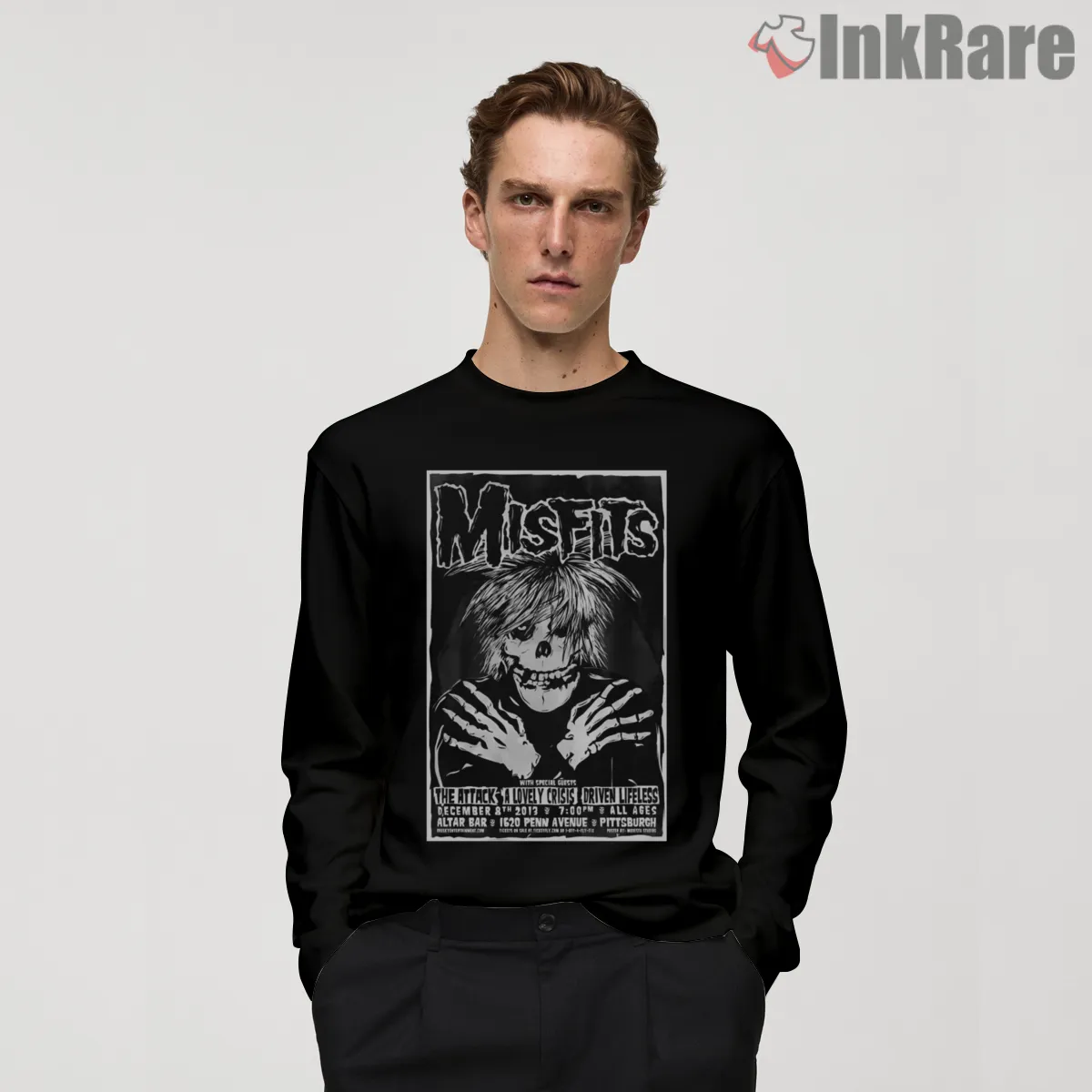 Misfits Vintage Poster Style Photo Shirt on black long sleeve shirt for men graphic tee