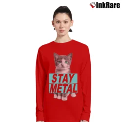 Women’s Miss May I Evil Cat Rock Metal Band Long-Sleeve Top in red | Sleek, Versatile, All-Season