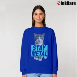 Women’s Miss May I Evil Cat Rock Metal Band Relaxed Sweatshirt in royal blue | Soft, Laid-Back Vibe
