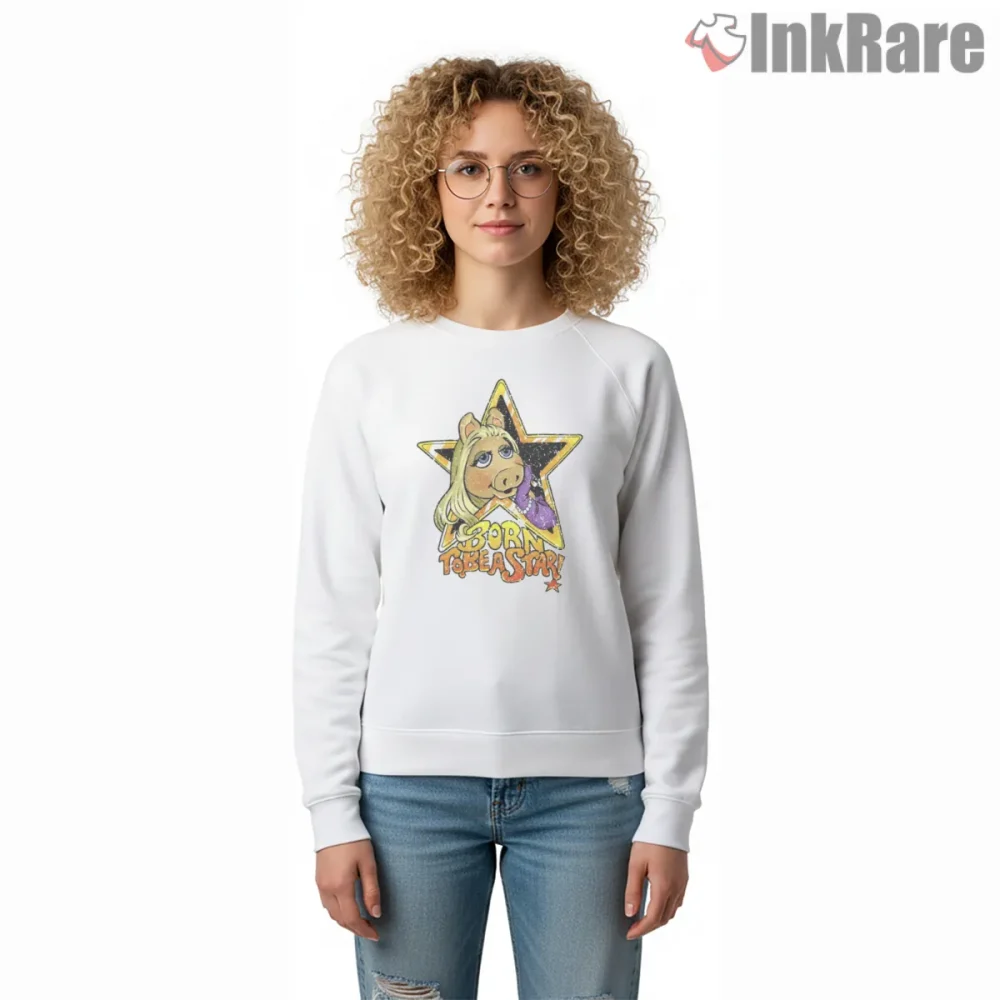 Miss Piggy Born To Be A Star Glitter Glam Shirt on graphic shirt for women graphic tee