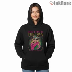 Miss Piggy Dont Pinch The Diva Kiss Me Im Fabulous Glam Shirt on black hoodie for women graphic tee