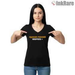 Mission Passed Respect Plus Clean Gta Notification Shirt on black v-neck shirt for women graphic tee