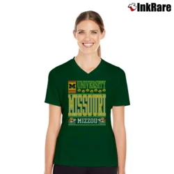 Women’s Missouri Mizzou Tigers V-Neck Tee in forest green | Chic Neckline, Soft Texture