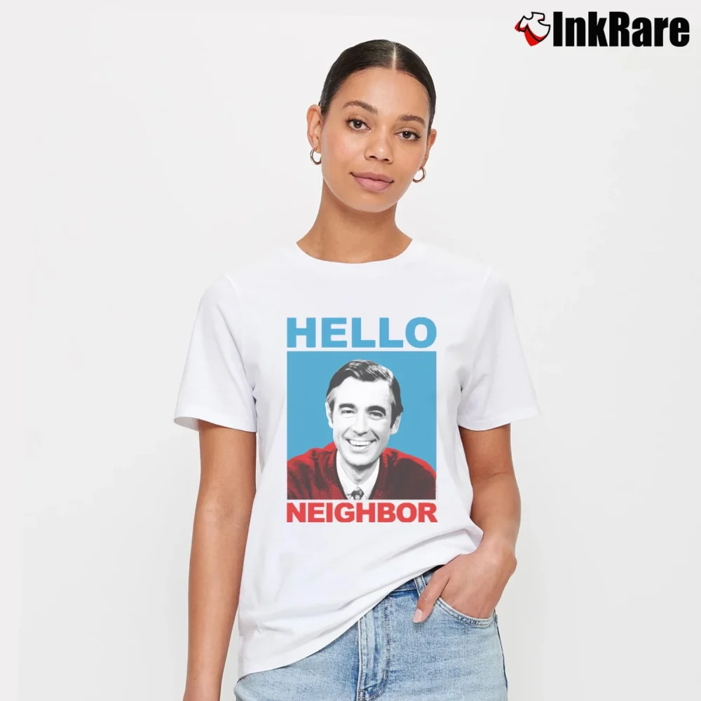 Women’s Mister Rogers Hello Neighbor Signature T-Shirt in white | Soft, Flattering Fit