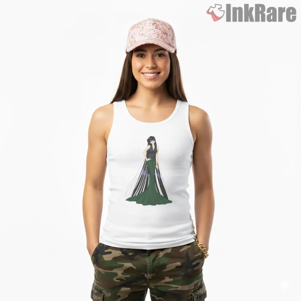Mistress 9 Dark Elegant Anime Portrait Shirt on white tank top for women graphic tee