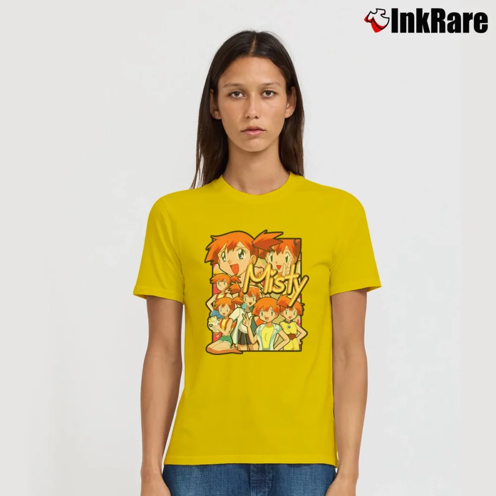 Women’s Misty Pokemon Custom Retro Graphic Signature T-Shirt in yellow | Soft, Flattering Fit