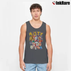 Men’s Misty Pokemon Retro Vintage Custom Tank Top in charcoal | Breathable, Active-Friendly Design