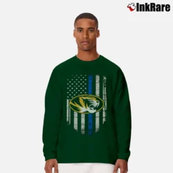 Men’s Mizzou Tigers Thin Blue Line Support Graphic Long-Sleeve Shirt in forest green | Sleek, Lightweight, Year-Round Wear